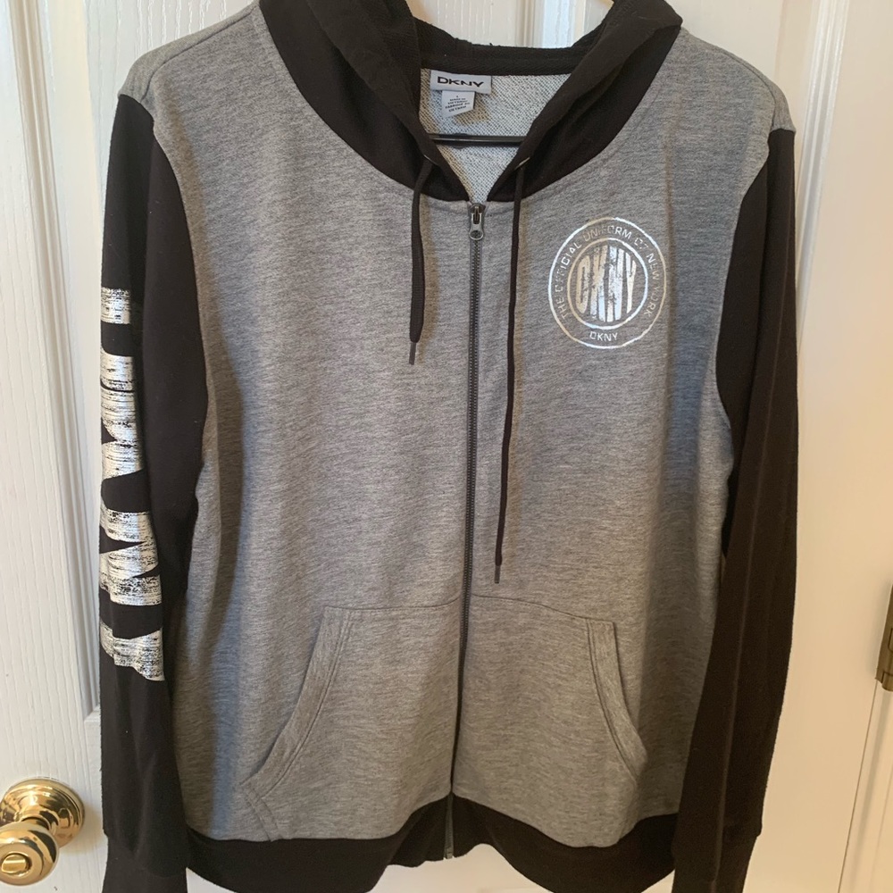 DKNY gray zip-up hoodie